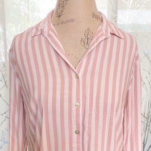 Pink & White stripped long sleeve button up